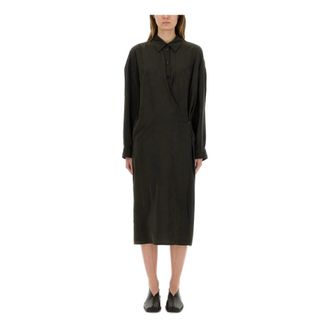 Christophe Lemaire Shirt Dresses, female, Brown, Size: M Straight Collar Twisted Dress
