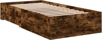 vidaXL Cama con cajones madera de ingeniería roble ahumado 100x200 cm Vidaxl