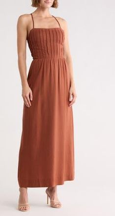 Dress To Square Neck Lace-Up Back Maxi Dress in Brown Mate at Nordstrom Rack, Size X-Small