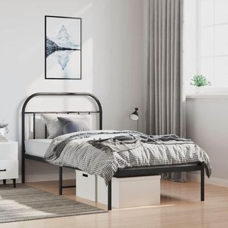 vidaXL Estructura Cama Sin Colch&oacute;n Con Cabecero Metal Negro 100x190 Cm Vidaxl