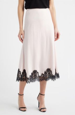 Anne Klein Lace Trim Midi Skirt in Soft Blossom at Nordstrom, Size X-Small