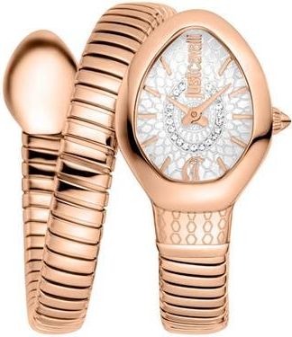 Just Cavalli Snake Wraparound Bracelet Watch, 20mm x 34.5mm in Rose Gold at Nordstrom Rack
