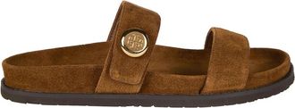 Tory Burch Romy Sport Slide - Dames - Sandalen - Bruin - 40 EU - Leer - Schoenen