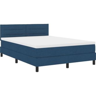 vidaXL Box Spring Bed with Mattress Blue 140 x 200 cm Fabric vidaXL