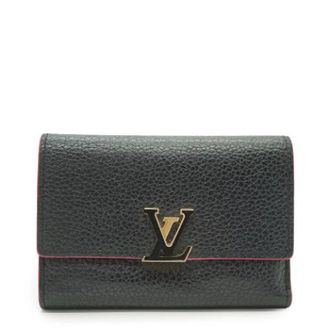 Louis Vuitton Pre-owned Wallets, female, Black, Size: ONE SIZE Pre-owned Capucines Bicolor Taurillon Compact Wallet Black | Pink Leather