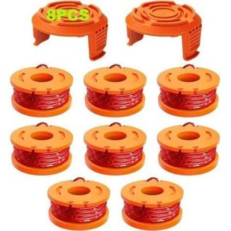 OEM 10 Hilos Para Desbrozadora Compatibles Con Desbrozadora Worx, &Oslash; 1,65 Mm Y Carrete De 3 M, Hilo De Repuesto Para Carrete Y Tapa Protectora (8 Hilos, 2 