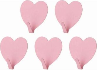 OEM Juego De 5 Ganchos De Acero Inoxidable Con Forma De Coraz&oacute;n Rosa - Jinfgerne - Ganchos Extra&iacute;bles Y Pr&aacute;cticos Para Ba&ntilde;os, Armarios Y M&aacute;s - F&aacute;cil Insta