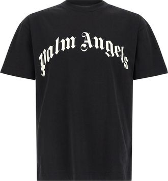 Palm Angels Black Curved Logo T-shirt