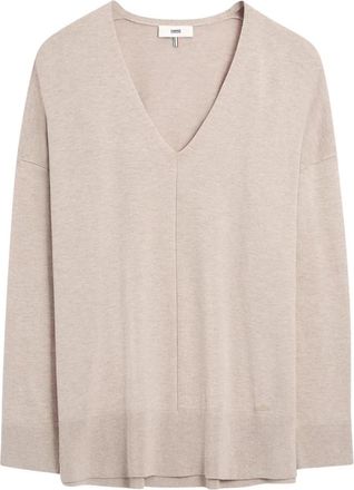 Cinque Zachte Viscosemix Trui met Zijsplitten - Dames - V-hals truien - Bruin - S - Truien & Vesten
