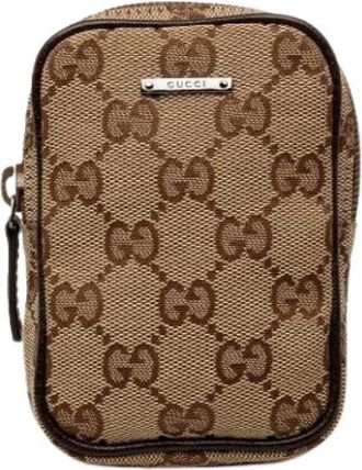 Gucci Pre-owned Canvas Pouch - Dames - Vintage Accessoires - Beige - ONE Size - Leer - Vintage