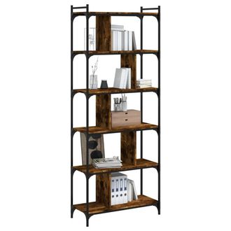 Berkfield Home Decorative Bookcase 6-Tier Smoked Oak 76x32x192 cm Engineered Wood in Brown | Size: 76 x 32 x 192 cm