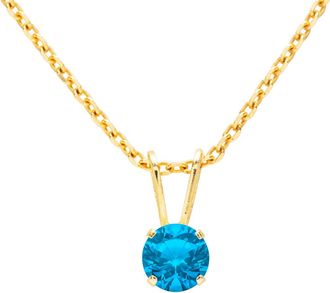 SuperJeweler 1/4 Carat Gemstone Solitaire Pendant Necklace in Gold with Free Chain - Multiple Gemstone Options Available