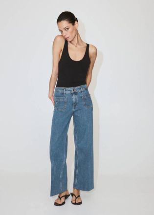 Mango Jeans wide leg vita alta blu medio - Donna - 36 - MANGO
