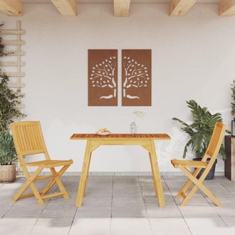 Berkfield Home 3 Piece Garden Dining Set Solid Wood Acacia in Brown