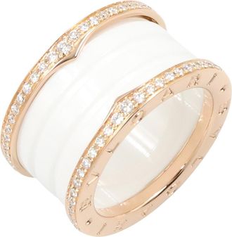 Bulgari Gold Clear White Pink Gold (18K) Ceramic Band Ring (Pre-Owned)