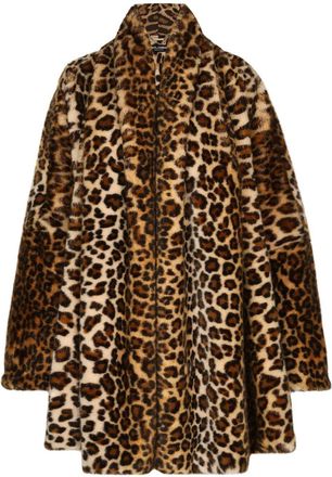 Dolce & Gabbana KIM DOLCE&GABBANA leopard-print faux-fur cape - women - Elastane/Modacrylic/Polyester/Polyester - 48 - Brown