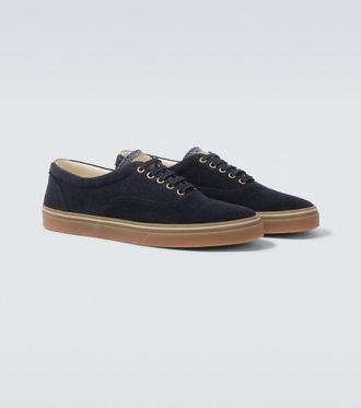 Brunello Cucinelli Leather-trimmed suede sneakers