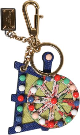 Dolce & Gabbana Multicolor Gold Tone Carretto Keychain Womens Keyring