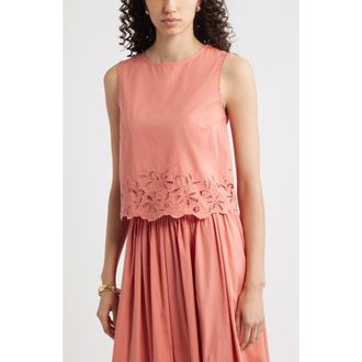 Nordstrom Schiffly Sleeveless Cotton Top in Coral Apricot at Nordstrom Rack, Size Xx-Large