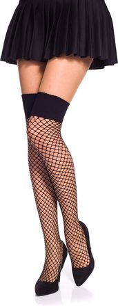 Romartex Large Mesh Fishnet Socks Overknee Over the Knee High Socks, black