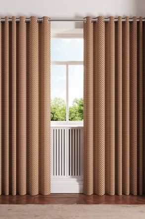 Ted Baker Palm Geo Cotton Lined Curtains in Copper | Size: 228 cm width x 183 cm drop