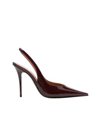 Amina Muaddi Maroon Slingback Pumps