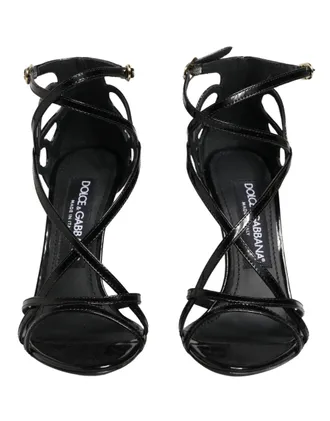 Dolce & Gabbana Patent Calf Leather Cut-Out Heel Sandal - Black