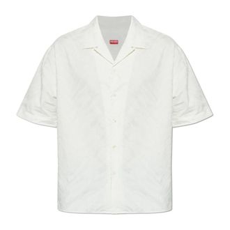Kenzo Shirt met korte mouwen - Heren - Korte mouwen Overhemden - Beige - L - Katoen - Overhemden