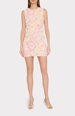 Milly Ivette Beaded Floral Appliqu&eacute; Shift Minidress in Rainbow Multi at Nordstrom, Size 12