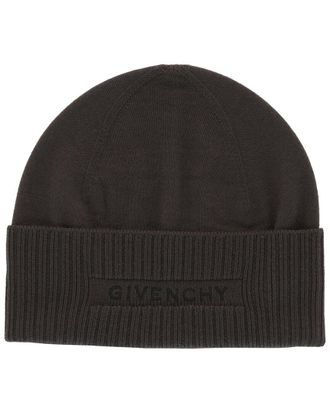 Givenchy Ribbed Embroidered Logo Wool Beanie