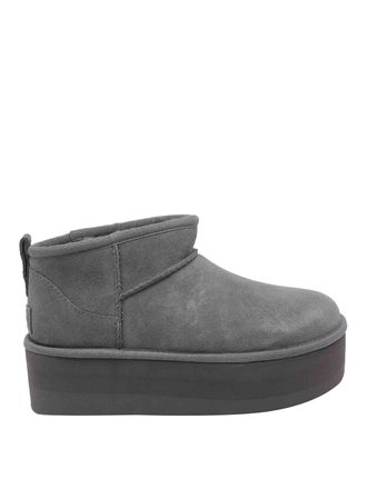 UGG Grey Classic Ultra Mini Platform Booties