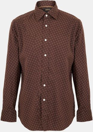 HUGO BOSS Mens Jim Kent Collared Long Sleeve Shirt in Red - Size Small