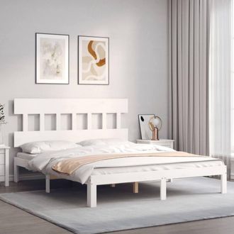 Berkfield Home Beautiful Bed Frame with Headboard White 160x200 cm Solid Wood