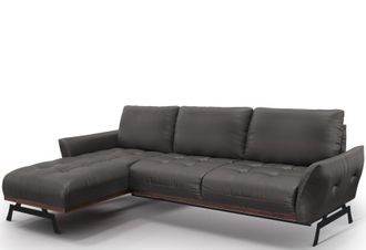 CXL by Christian Lacroix 4-Sitzer Echtleder Designer Ecksofa Olivier mit Bettfunktion, Dunkelgrau