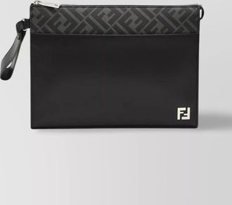 Fendi leather ff canvas clutch bag