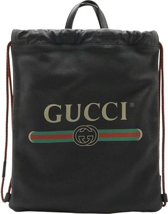 Gucci Black Calfskin Drawstring Backpack (Authentic Pre-Loved)
