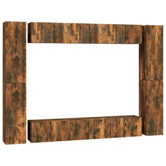 vidaXL Vidaxl - Set De Muebles De Tv 10 Pzas Madera Contrachapada Roble Ahumado