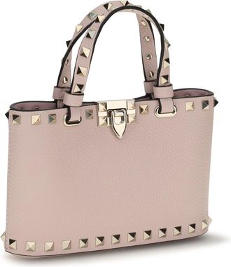 Valentino Garavani Womens Rockstud Shopping Mini Handbag Rose Quartz Calf Leather Bos Taurus Handbags Hand Bags