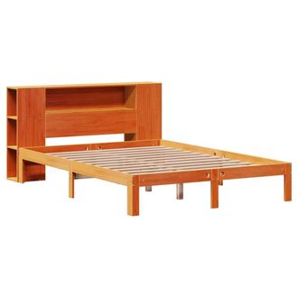 Berkfield Home Decorative Bookcase Bed Frame Wax Brown 135x190 cm Doouble Solid