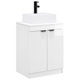 vidaXL Juego De Muebles De Ba&ntilde;o Blanco Brillante Madera De Ingenier&iacute;a Vidaxl