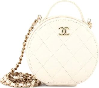 Chanel Handle with Care Round Vanity Case with Chain Quilted Caviar Small crossbody bag
