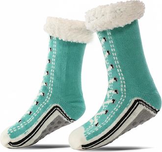 Generic Ultra-thick Cute Slipper Home Socks, Fleece Lined Non Slip Home Socks, Thick Cozy Indoor Warm Fuzzy Socks (Lake Blue, UK, Adult, Women, 3, Numeric Ran