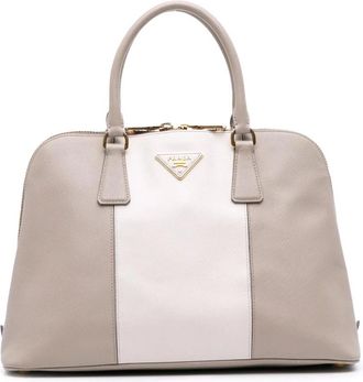 Prada Pre-owned Gestructureerde Leren Schoudertas - Dames - Vintage Handtas - Grijs - ONE Size - Leer - Vintage