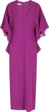 Alberta Ferretti Purple Cady Plunging V-Neck Viscose Midi Dress