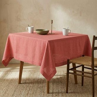Solino Home Linen Table Throw, 52 x 52 Inch for Dining Table, Holiday and Everyday Table Decor - Diana Medium Weight in Dusty Rose at Nordstrom