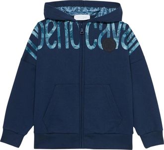 Roberto Cavalli Navy Logo Zip Up Top Boys