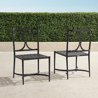 Frontgate Set of 2 Angelina Dining Side Chairs in Jet Black Aluminum - Frontgate