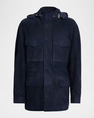 Tom Ford Men & apos;s Suede Hooded Field Jacket