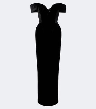 Rachel Gilbert Ryn off-shoulder velvet corset gown