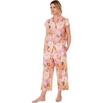 The Cats Pajamas Luxe Pima Capri Floral Set in Blush Rose at Nordstrom, Size X-Small